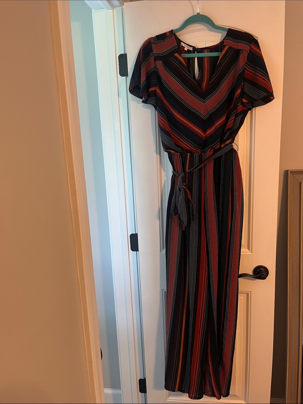 Striped short sleeve jumpsuit